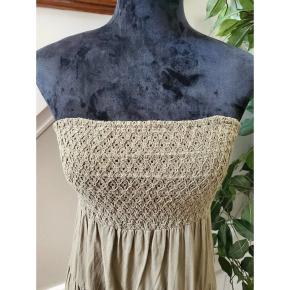 Mudd Women's Solid Brown 100% Cotton Off the Shoulder Long Maxi Dress Size Small - Picture 5 of 11